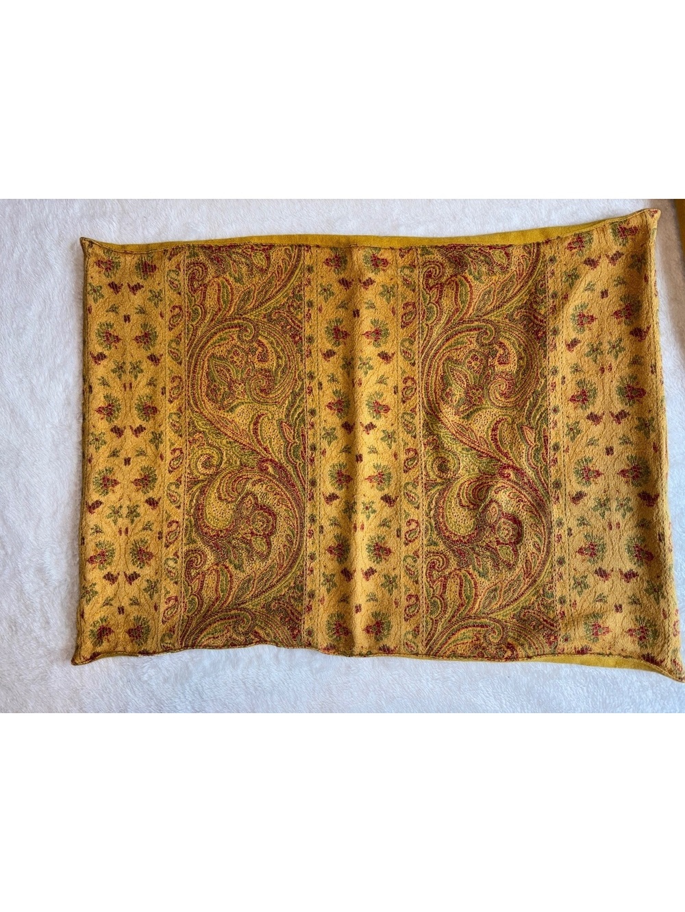 Set of 3 Vintage Xochi Paisley Gold Placemats 19x13 Woven Cotton Rayon Table Mat